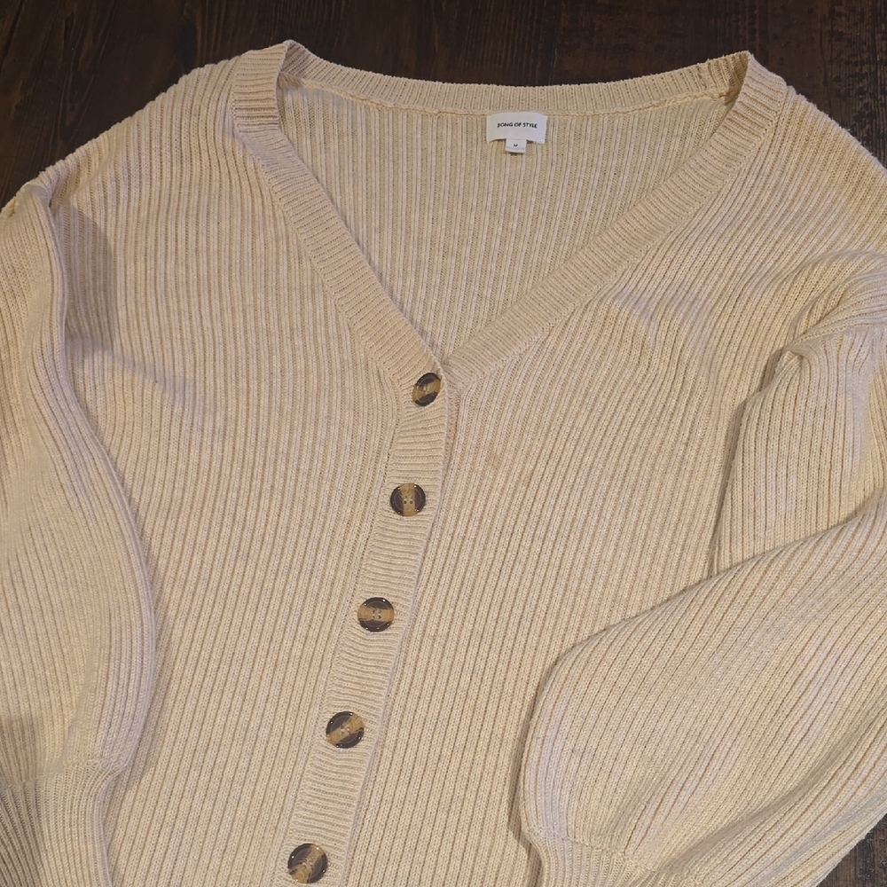 Song Of Style Knit Women's Beige Cardigan Sweater Size M - Picture 2 of 4